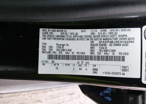 2014 Ford Fiesta Se z USA, uszkodzony, nr VIN 3FADP4BJ9EM182589